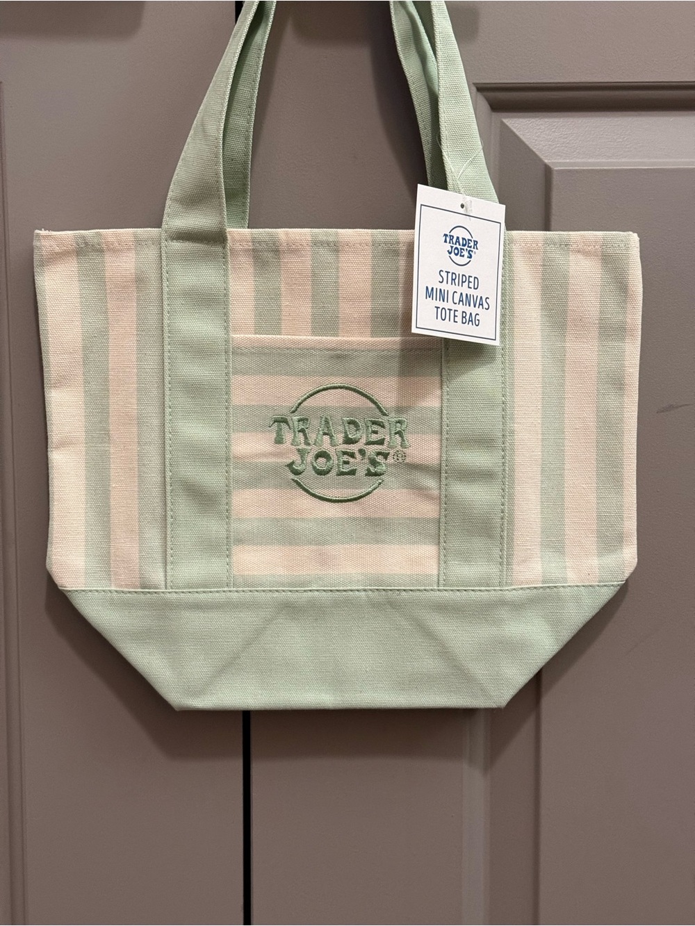 VIRAL 2026 Trader Joe’s Striped Mini Canvas Tote - Picture 2 of 3